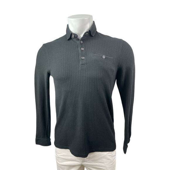 Ted Baker London Other - Ted Baker London Black Waffle Knit Collared Long Sleeve Sweatshirt Sweater Top 2